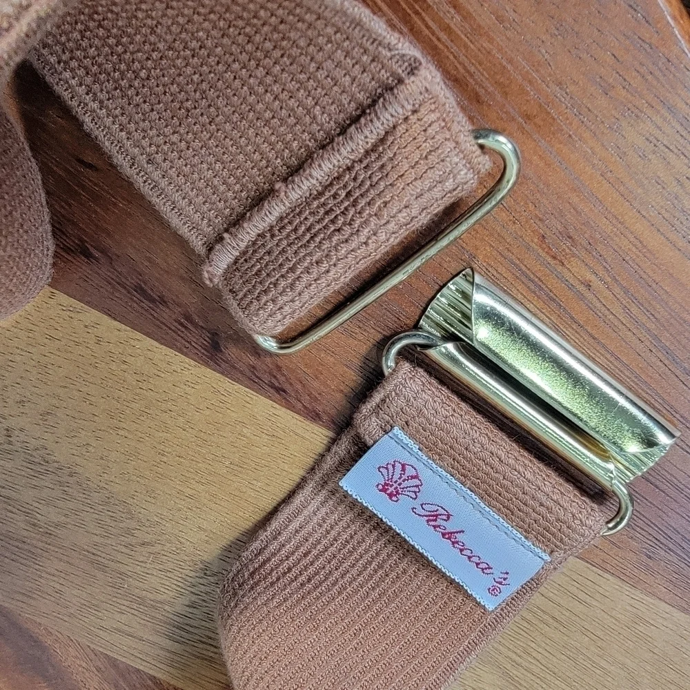 Vintage Rebecca's 80s 90s Pink Brown Braided Statement Belt Stretch